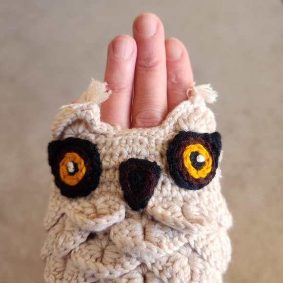 NEW Fingerless owl mittens cute crochet knit kawaii bird gloves - Picture 9 of 11